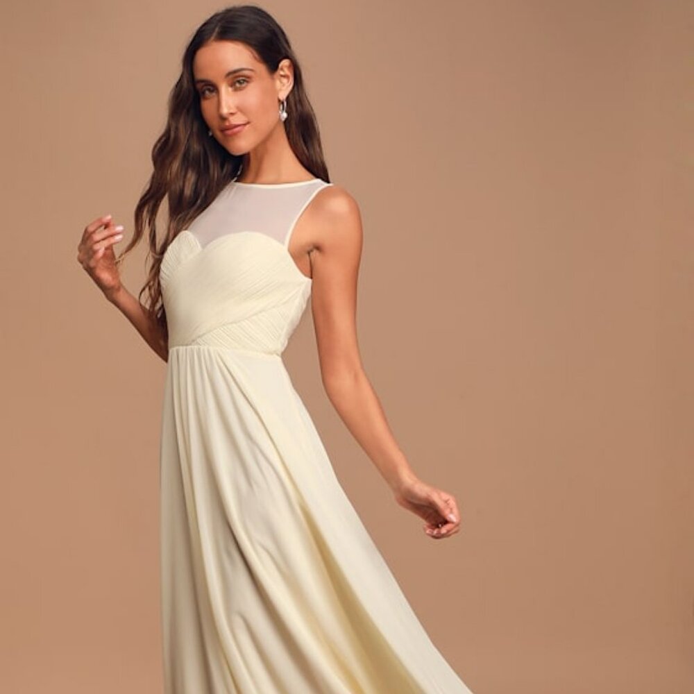 Lulus Some Type Of Sway Cream Sleeveless Maxi Dress Beige - Size S